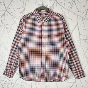 J. Crew Red Navy Gingham Checks 100% Cotton Button Front Shirt